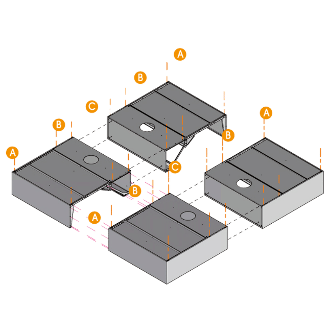 Schema accrochage hotte centrale Saftair